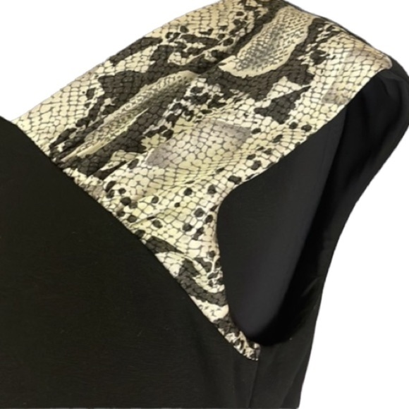 Kay Unger Black Sheath Midi Dress Snake Print Size 8 - Picture 5 of 6